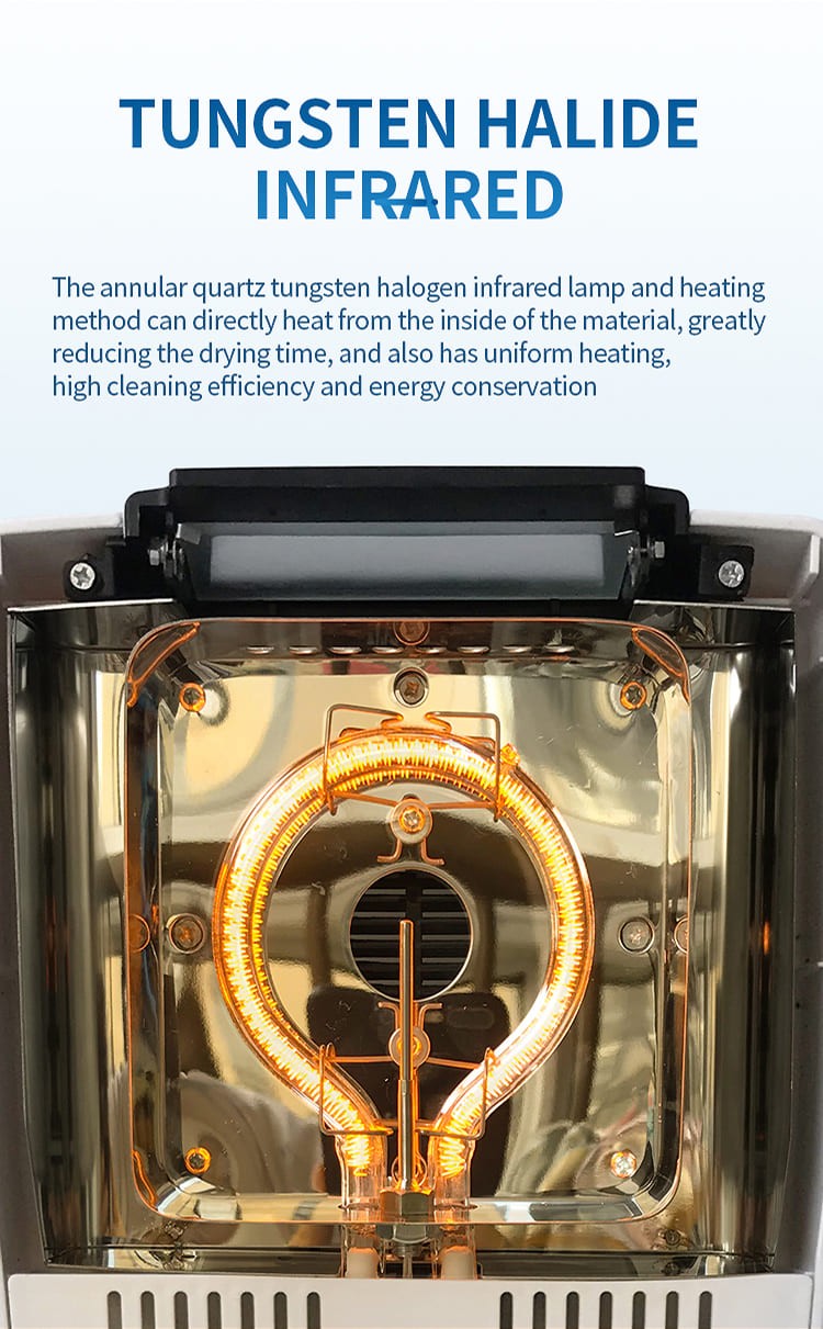 Halogen lamp above the moisture analyzer sample pan